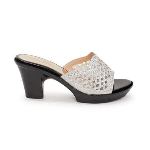 dép nữ đế PU đen siêu nhẹ cao 7cm Hanatabi quai lưới đính đá bigsize (36-40) mã HNDE7F890