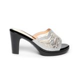 dép nữ đế PU đen siêu nhẹ cao 9cm Hanatabi quai lưới đính đá bigsize (36-40) mã HNDE9F1048