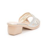 Dép gót nữ Hanatabi quai lưới đính xoàn gót cao 5cm dế PU siêu nhẹ mã HNDE5F926 (Size 36 -> 41)