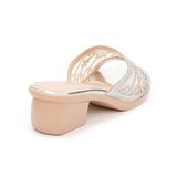 Dép gót nữ Hanatabi quai lưới đính xoàn gót cao 5cm đế PU siêu nhẹ mã HNDE5F924 (Size 36 -> 41)