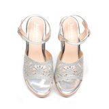 giày sandal nữ đế PU kem siêu nhẹ cao gót 9cm Hanatabi quai lưới đính đá hậu c (36-40) mã HNSDG9F1072