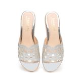 dép nữ đế PU kem siêu nhẹ cao 5cm Hanatabi quai lưới đính đá bigsize (35-42) mã HNDE5F923