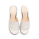 Dép nữ đế xuồng PU siêu nhẹ cao 7cm Hanatabi quai lưới đính đá (35-39) mã HNDEL7F944