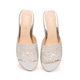 dép nữ đế PU kem siêu nhẹ cao 5cm Hanatabi quai lưới đính đá bigsize (35-42) mã HNDE5F922