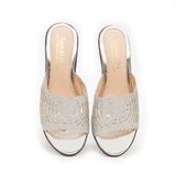 dép nữ đế xuồng PU siêu nhẹ cao 7cm Hanatabi quai lưới đính dá (35-39) mã HNDEL7F942