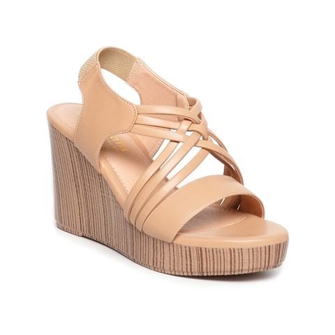 giày sandal nữ đế xuồng PU siêu nhẹ cao 9cm Hanatabi quai đan hậu thun (35-39) mã HNSDX9F1070