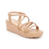 giày sandal nữ đế xuồng PU siêu nhẹ cao 5cm Hanatabi quai chéo hậu thun (35-40) mã HNSD5F940