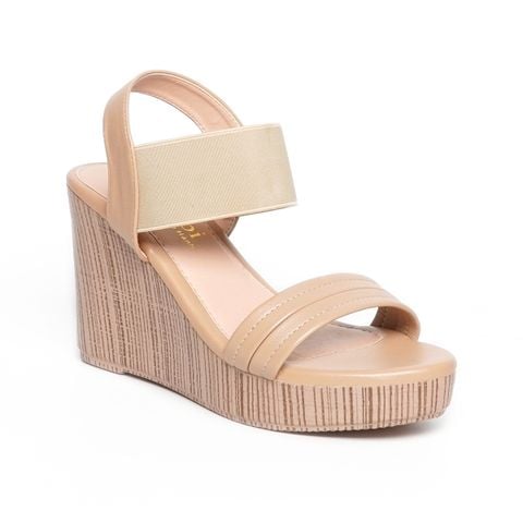 Giay Sandal Nữ Đế Xuồng PU Siêu Nhẹ Cao 9cm Hanatabi Quai Ngang Hậu Thun (35-39) Mã HNSDX9F1145