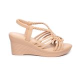 Giày sandal nữ đế xuồng pu siêu nhẹ cao 7cm Hanatabi quai đan hậu thun (35-39) mã HNSDX7F1114