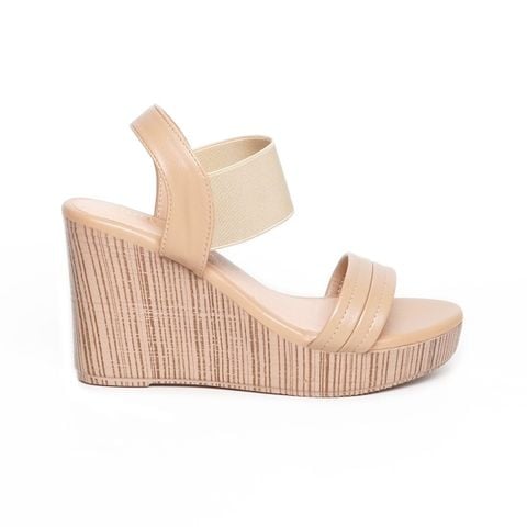 Giay Sandal Nữ Đế Xuồng PU Siêu Nhẹ Cao 9cm Hanatabi Quai Ngang Hậu Thun (35-39) Mã HNSDX9F1145