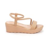 giày sandal nữ đế xuồng pu siêu nhẹ cao 5cm Hanatabi quai chéo hậu thun (35-40) mã HNSD5F938