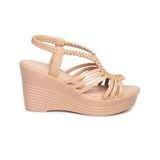 Giày sandal nữ đế xuồng PU siêu nhẹ cao 9cm Hanatabi quai đan hậu thun (35-39) mã HNSDX9F1166