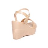 Giày Sandal Nữ Đế Xuồng PU Siêu Nhẹ Cao 9cm Hanatabi Quai 2 Xếp Hậu C (35-39) Mã HNSDX9F1083