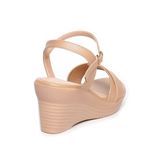 giày sandal nữ đế xuồng PU siêu nhẹ cao 7cm Hanatabi quai xếp hậu c (35-39) mã HNSDX7F1054