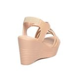 giày sandal nữ đế xuồng PU siêu nhẹ cao 9cm Hanatabi quai đan hậu thun (35-39) mã HNSDX8F1069