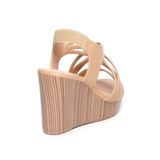 giày sandal nữ đế xuồng PU siêu nhẹ cao 9cm Hanatabi quai đan hậu thun (35-39) mã HNSDX9F1070