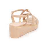 giày sandal nữ đế xuồng PU siêu nhẹ cao 5cm Hanatabi quai chéo hậu thun (35-40) mã HNSD5F940