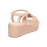 Giày sandal nữ đế xuồng pu siêu nhẹ cao 5cm Hanatabi quai đan hậu thun (35-40) mã HNSDX7F1122