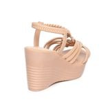 Giày sandal nữ đế xuồng PU siêu nhẹ cao 9cm Hanatabi quai đan hậu thun (35-39) mã HNSDX9F1166
