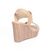 Giay Sandal Nữ Đế Xuồng PU Siêu Nhẹ Cao 9cm Hanatabi Quai Ngang Hậu Thun (35-39) Mã HNSDX9F1145