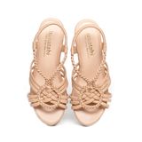 giày sandal nữ đế xuồng PU siêu nhẹ cao 9cm Hanatabi quai đan hậu thun (35-39) mã HNSDX9F1113