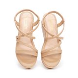 giày sandal nữ đế xuồng PU siêu nhẹ cao 5cm Hanatabi quai chéo hậu thun (35-40) mã HNSD5F946