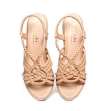 Giày sandal nữ đế xuồng pu siêu nhẹ cao 5cm Hanatabi quai đan hậu thun (35-40) mã HNSDX7F1122