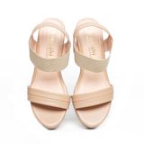 Giay Sandal Nữ Đế Xuồng PU Siêu Nhẹ Cao 9cm Hanatabi Quai Ngang Hậu Thun (35-39) Mã HNSDX9F1145