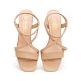 giày sandal nữ cao gót 5cm Hanatabi quai ngang mũi vuông hậu thun đế TA bigsize (35-41) mã HNSDT5F855