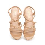 giày sandal nữ đế xuồng PU siêu nhẹ cao 5cm Hanatabi quai chéo hậu thun (35-40) mã HNSD5F940
