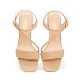 Sandal nữ Hanatabi bản ngang 2 quai chéo khóa mũi vuông gót cao 3cm hậu c đế TA cao cấp chống trơn trượt mã HNSDG7F895 (Size 35 -> 41)