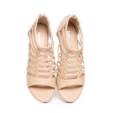 giày sandal nữ đế xuồng PU siêu nhẹ cao 7cm Hanatabi quai xương cá khóa kéo (35-39) mã HNSDG7F1152