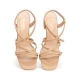 giày sandal nữ cao gót 5cm Hanatabi quai chéo mũi vuông hậu thun đế TA bigsize (35-41) mã HNSDT5F857