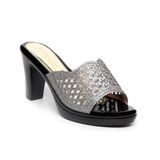 dép nữ đế PU đen siêu nhẹ cao 9cm Hanatabi quai lưới đính đá bigsize (36-40) mã HNDE9F1049