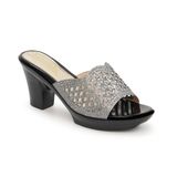 Dép gót nữ Hanatabi quai lưới đính xoàn gót cao 7cm mã HNDE7F890 (Size 36 -> 40)