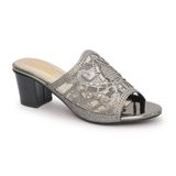 Dép nữ Hanatabi quai kim tuyến phối lưới xoàn gót cao 5cm mã HNDE5F750 (Size 36 -> 40)