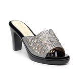 dép nữ đế PU đen siêu nhẹ cao 9cm Hanatabi quai lưới đính đá bigsize (36-40) mã HNDE9F1046