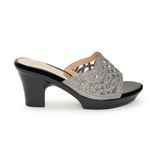 dép nữ đế PU đen siêu nhẹ cao 7cm Hanatabi quai lưới đính đá bigsize (36-40) mã HNDE7F883