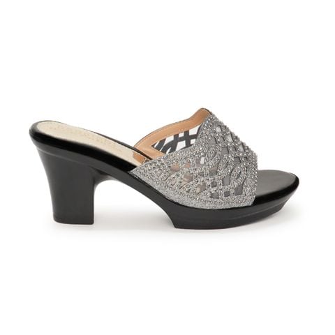 dép nữ đế PU đen siêu nhẹ cao 7cm Hanatabi quai lưới đính đá bigsize (36-40) mã HNDE7F883