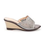 Dép nữ đế xuồng PU siêu nhẹ cao 7cm Hanatabi quai lưới đính đá (35-39) mã HNDEL7F945