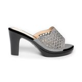 dép nữ đế PU đen siêu nhẹ cao 9cm Hanatabi quai lưới đính đá bigsize (36-40) mã HNDE9F1049