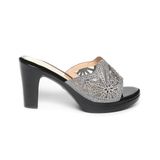 dép nữ đế PU đen siêu nhẹ cao 9cm Hanatabi quai lưới đính đá bigsize (36-40) mã HNDE9F1045