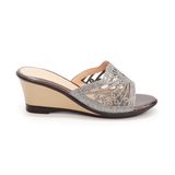 Dép nữ đế xuồng PU siêu nhẹ cao 7cm Hanatabi quai lưới đính đá (35-39) mã HNDEL7F941