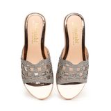 dép nữ đế PU kem siêu nhẹ cao 5cm Hanatabi quai lưới đính đá bigsize (35-42) mã HNDE5F923