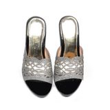 dép nữ đế PU đen siêu nhẹ cao 9cm Hanatabi quai lưới đính đá bigsize (36-40) mã HNDE9F1046