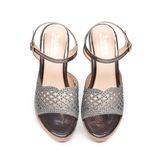 giày sandal nữ đế PU kem siêu nhẹ cao gót 9cm Hanatabi quai lưới đính đá hậu c (36-40) mã HNSDG9F1071