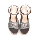 giày sandal nữ đế PU kem siêu nhẹ cao gót 9cm Hanatabi quai lưới đính đá hậu c (36-40) mã HNSDG9F1072