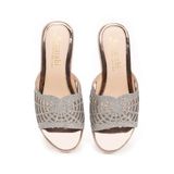 Dép gót nữ Hanatabi quai lưới đính xoàn gót cao 5cm đế PU siêu nhẹ mã HNDE5F925 (Size 36 -> 41)