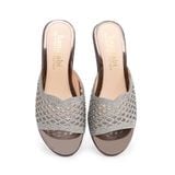 Dép nữ đế xuồng PU siêu nhẹ cao 7cm Hanatabi quai lưới đính đá (35-39) mã HNDEL7F945