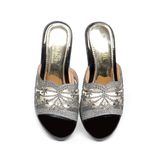dép nữ đế PU đen siêu nhẹ cao 9cm Hanatabi quai lưới đính đá bigsize (36-40) mã HNDE9F1048